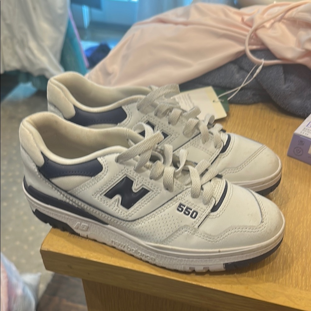 New Balance 550 White and Dark Blue Sneakers